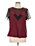 Attention 100% Polyester Burgundy Short Sleeve Blouse Size L - photo 1
