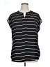 Roz & Ali 100% Polyester Stripes Black Short Sleeve Blouse Size XL - photo 1