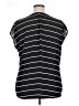 Roz & Ali 100% Polyester Stripes Black Short Sleeve Blouse Size XL - photo 2