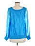 SOFIA Blue Long Sleeve Blouse Size M - photo 2