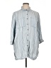 Khakis & Co 100% Lyocell Stripes Blue 3/4 Sleeve Button-Down Shirt Size XL - photo 1