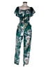 L'Atiste by Amy 100% Polyester Tropical Green Jumpsuit Size L - photo 1