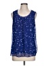 Elle 100% Polyester Stars Blue Sleeveless Blouse Size L - photo 1
