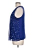 Elle 100% Polyester Stars Blue Sleeveless Blouse Size L - photo 5
