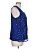 Elle 100% Polyester Stars Blue Sleeveless Blouse Size L - photo 4