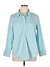 Universal Standard Stripes Teal 3/4 Sleeve Button-Down Shirt Size 18 (M) - photo 1