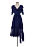 Three Floor Polka Dots Blue Cocktail Dress Size 4 - photo 1