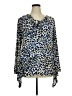 Chaus Animal Print Blue Long Sleeve Blouse Size XL - photo 1