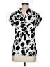 Alfani Print Black Short Sleeve Blouse Size M - photo 1