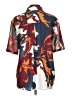 C/MEO Collective Print Orange Burgundy Short Sleeve Blouse Size L - photo 2