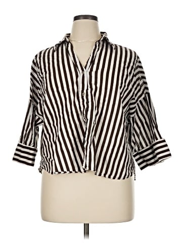 Zara 3/4 Sleeve Button-Down Shirt (view 1)