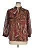 Chaps 100% Polyester Paisley Brown Long Sleeve Blouse Size XL - photo 1