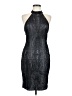 Bebe 100% Polyester Metallic Black Cocktail Dress Size 8 - photo 1