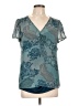 Daisy Fuentes 100% Polyester Teal Short Sleeve Blouse Size L - photo 1