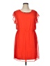 AB Studio 100% Polyester Solid Orange Casual Dress Size XL - photo 1