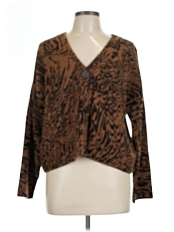 Madewell Tigerized Cameron Ribbed Cardigan Sweater in Coziest Yarn (view 1)