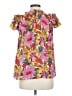 Rose + Olive Floral Yellow Short Sleeve Blouse Size M - photo 2