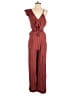 Three Floor 100% Viscose Stripes Burgundy Jumpsuit Size 10 - photo 1
