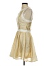 Keepsake Color Block Solid Gold Cocktail Dress Size S - photo 5