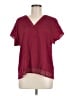 DKNY 100% Polyester Burgundy Short Sleeve Blouse Size M - photo 1
