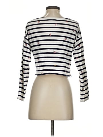 Madewell Cross-Stitch Embroidered Supercrop Long-Sleeve Tee in Stripe (view 2)