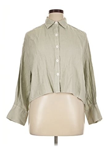 Zara 3/4 Sleeve Button-Down Shirt (view 1)
