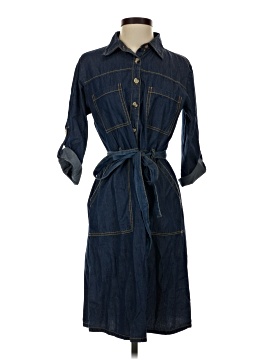 mph collection denim dress MPH Collection Women's Wash Denim Shirt Dress With Roll Tab Sleeves Si Picky Thrifter