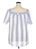 Talbots 100% Linen Stripes Blue Short Sleeve Blouse Size 3X - photo 2