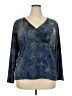 Fashion Bug Blue Long Sleeve Blouse Size 2X (estimated) - photo 1