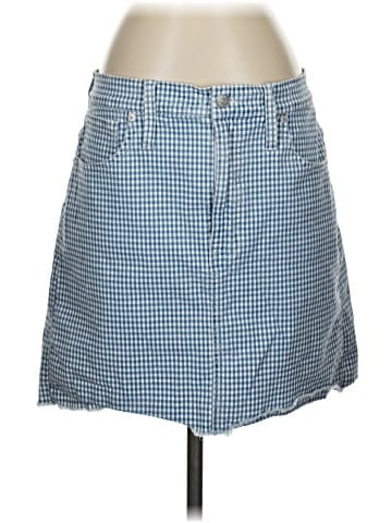 Madewell Stretch Straight Mini Skirt in Gingham: Raw-Hemmed Edition (view 1)