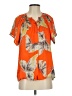 Tucker 100% Silk Tropical Orange Short Sleeve Silk Top Size S - photo 1