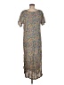 Sacred Threads 100% Rayon Print Gray Casual Dress Size Med - Lg - photo 2