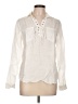 Lands' End 100% Linen Ivory Long Sleeve Blouse Size 10 - photo 1