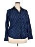 Foxcroft 100% Cotton Stripes Blue Long Sleeve Blouse Size 18 - photo 1