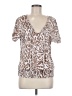 French Laundry 100% Polyester Animal Print Brown Short Sleeve Blouse Size M - photo 1