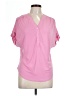 PASSPORTS Pink Short Sleeve Blouse Size L - photo 1