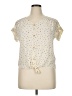 Flower & Feather Polka Dots Ivory Short Sleeve Top Size XL - photo 1