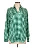 Ann Taylor 100% Polyester Checkered-gingham Green Long Sleeve Blouse Size L - photo 1