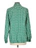 Ann Taylor 100% Polyester Checkered-gingham Green Long Sleeve Blouse Size L - photo 2