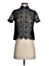 Topshop 100% Polyester Black Short Sleeve Blouse Size 2 - photo 1