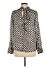 MNG 100% Polyester Houndstooth Ivory Long Sleeve Blouse Size 6 - photo 2