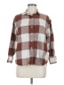 Unbranded Checkered-gingham Brown Long Sleeve Button-Down Shirt Size M (petite) - photo 1