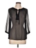 19 Cooper 100% Polyester Black 3/4 Sleeve Blouse Size L - photo 1
