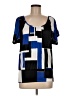 Iz Byer 100% Polyester Color Block Blue Short Sleeve Blouse Size M - photo 1