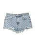 Almost Famous Checkered-gingham Blue Denim Shorts Size 9 - photo 1
