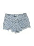 Almost Famous Checkered-gingham Blue Denim Shorts Size 9 - photo 2