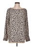 Ann Taylor 100% Polyester Animal Print Ivory Long Sleeve Blouse Size L - photo 1