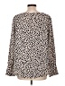 Ann Taylor 100% Polyester Animal Print Ivory Long Sleeve Blouse Size L - photo 2