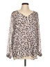 CAbi 100% Polyester Animal Print Ivory Long Sleeve Blouse Size L - photo 1