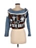 For HER nyc 100% Cotton Graphic Blue Denim Jacket Size M - photo 2